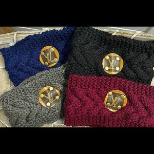 Ladies emblem knit headband, luxury emblem, trendy ladies, cozy christmas gift